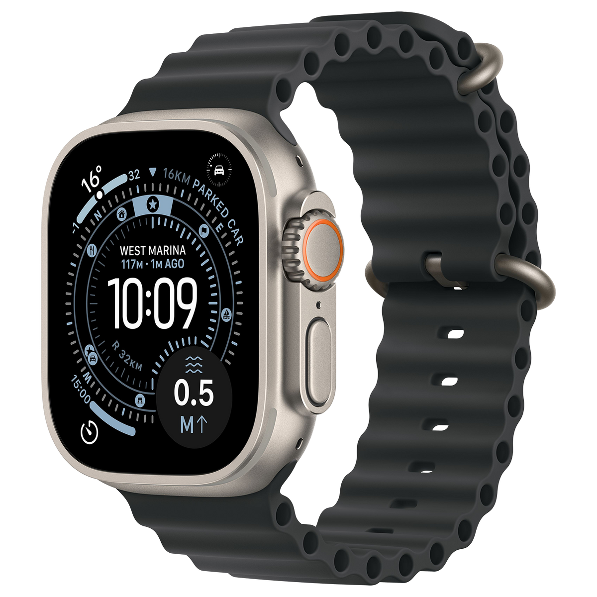 Apple Watch Ultra 3 5G Naturel - Ocean band Zwart