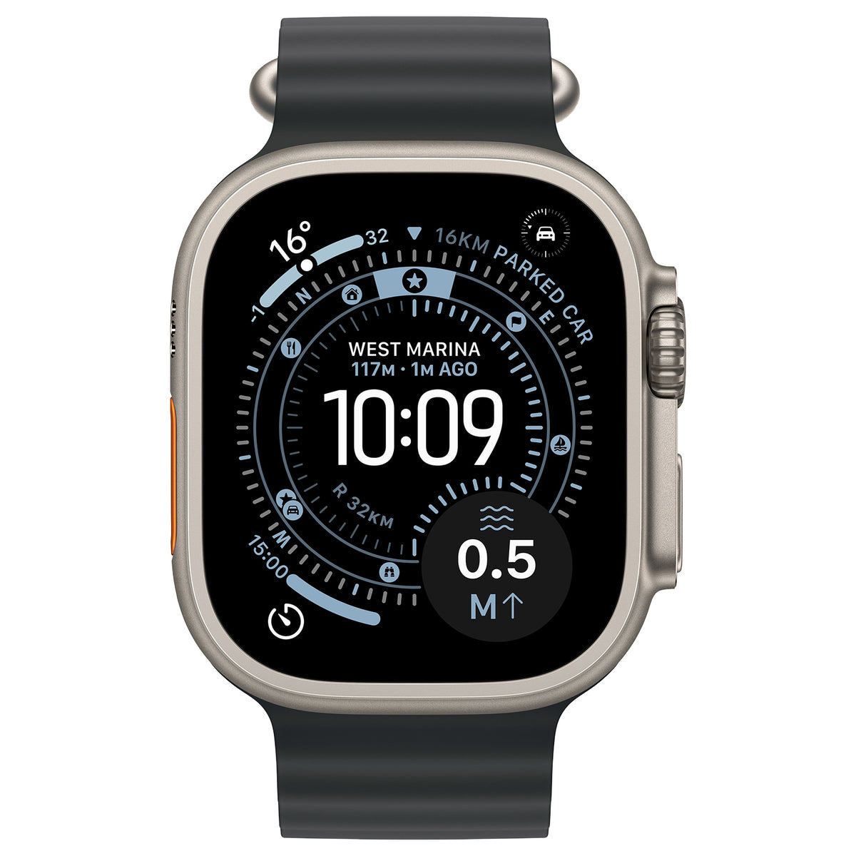 Apple Watch Ultra 3 5G Naturel - Ocean band Zwart