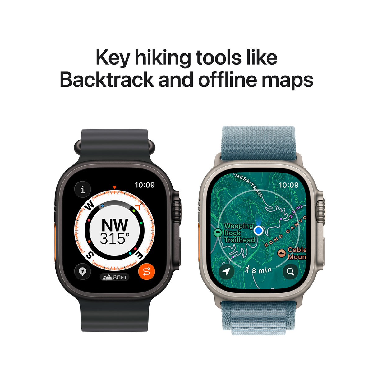 Apple Watch Ultra 3 5G Naturel - Ocean band Zwart