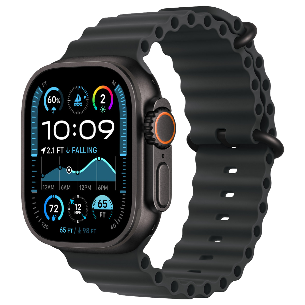 Apple Watch Ultra 2 Zwart 49mm - Ocean band Zwart